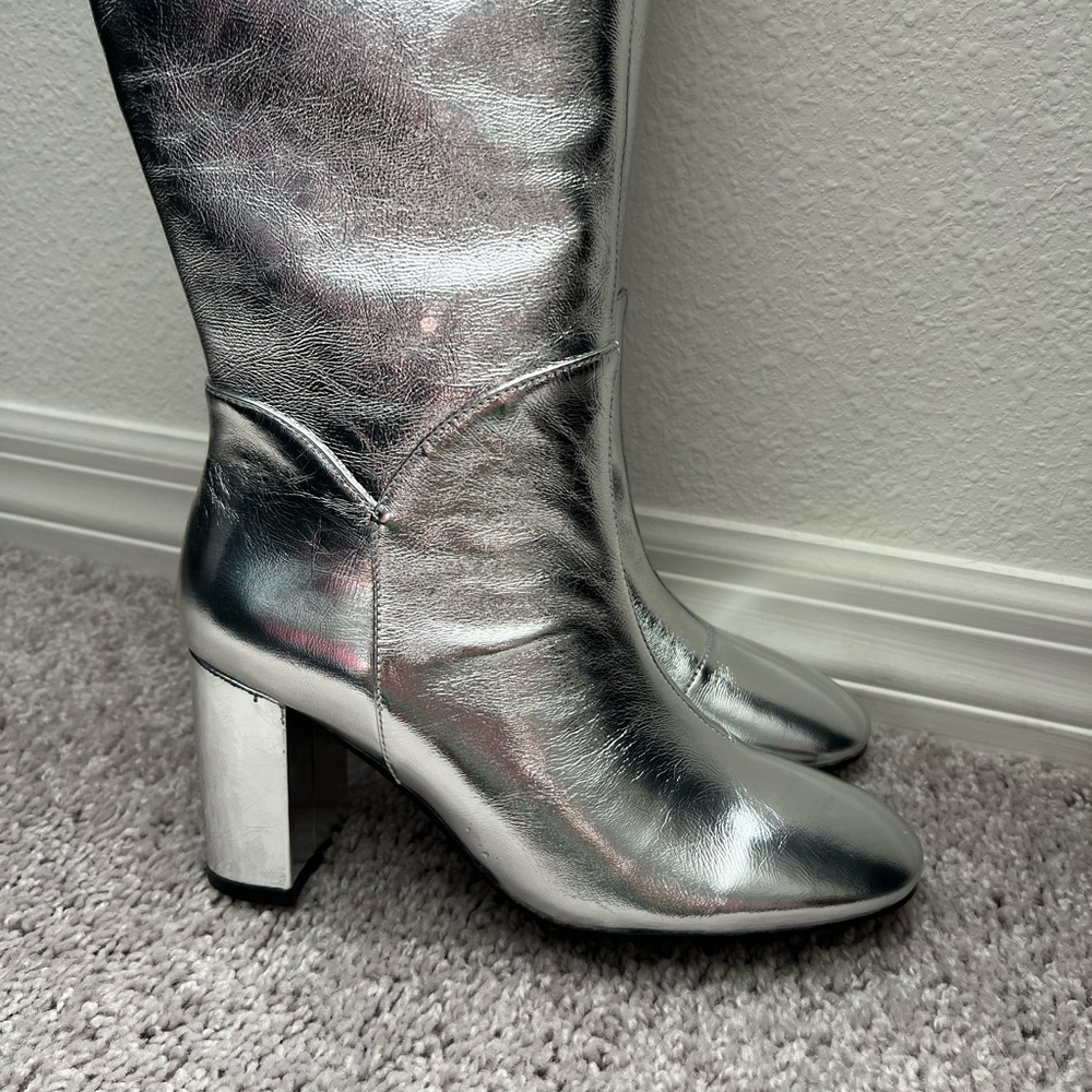NWT Bibi Lou Silver Knee-High Women's Boots Anthropologie 37 - Picture 5 of 16